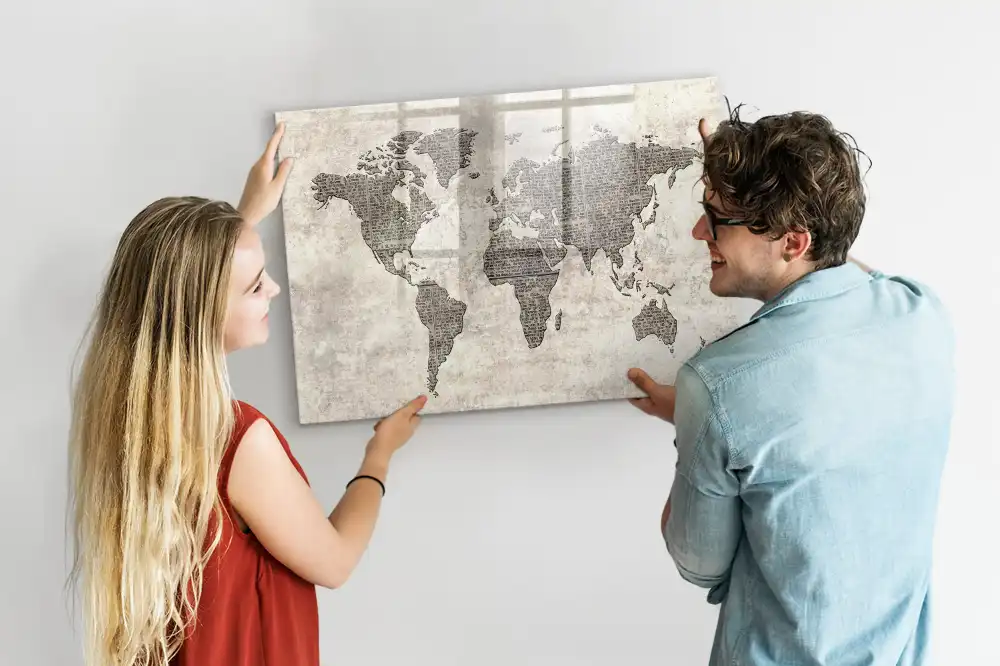 Tableau magnétique à dessiner avec carte des continents et impression journal