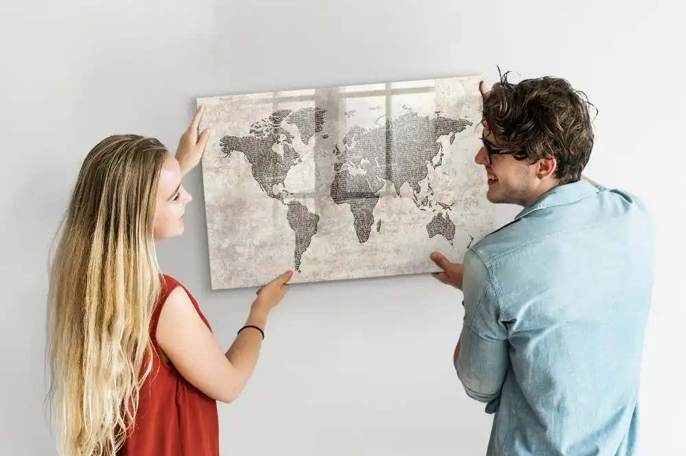 Tableau magnétique à dessiner avec carte des continents et impression journal