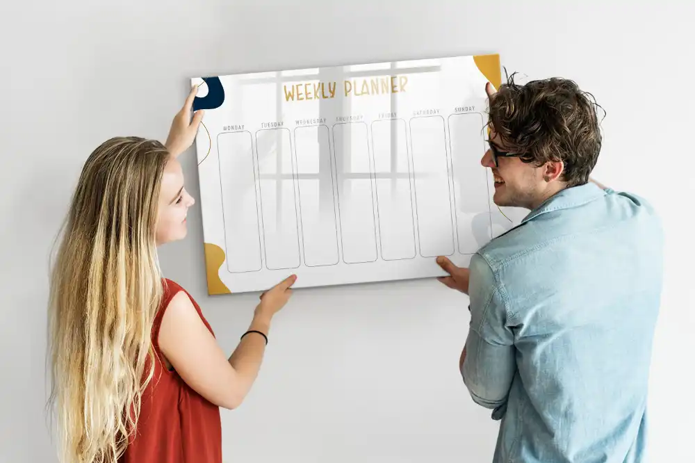 Tableau magnétique hebdomadaire pour organisation et écriture