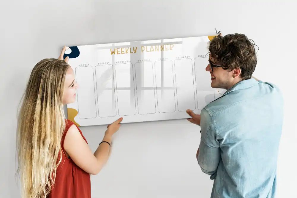 Tableau magnétique hebdomadaire pour organisation et écriture