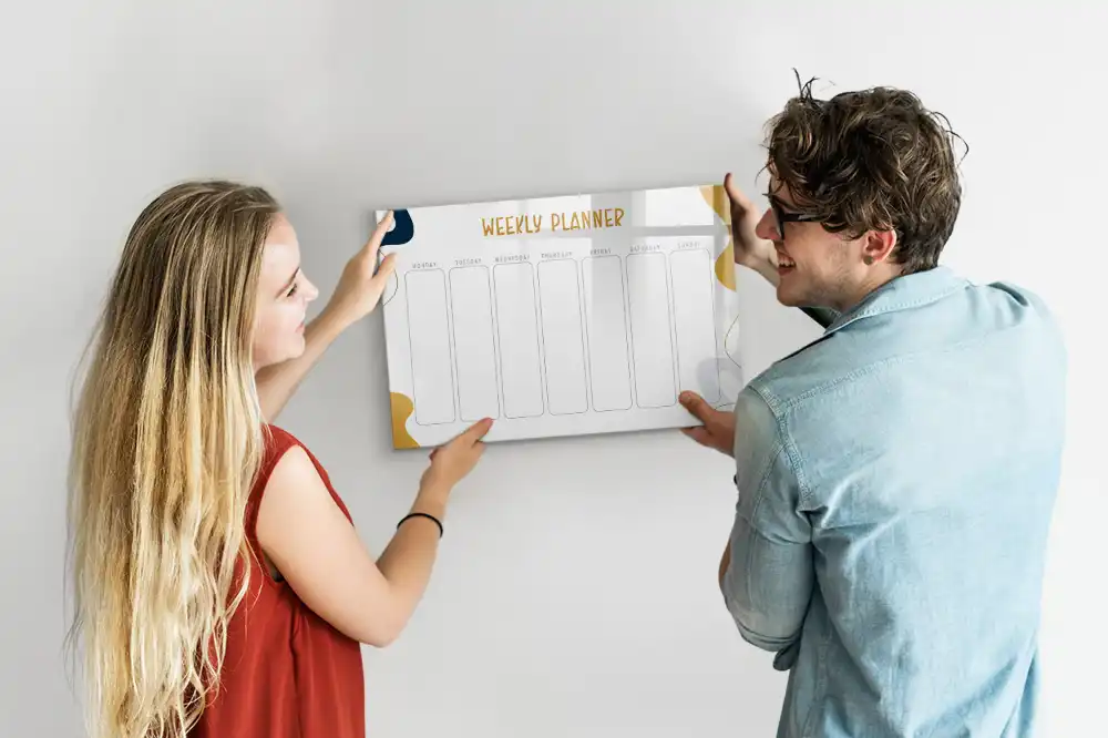 Tableau magnétique hebdomadaire pour organisation et écriture