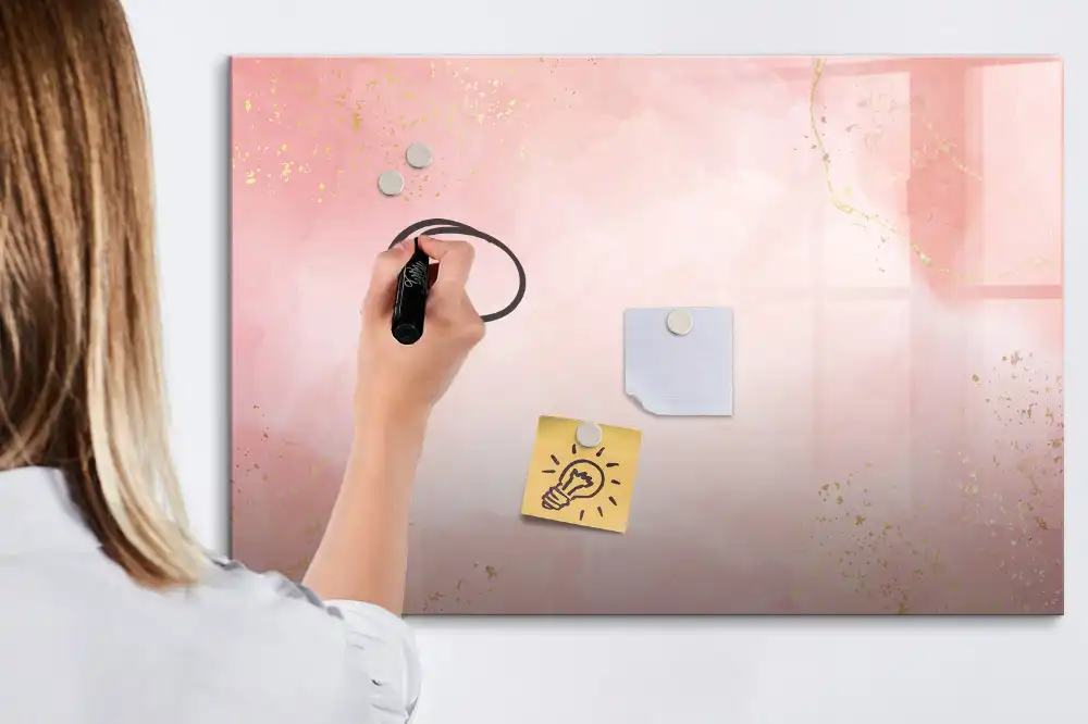 Tableau blanc magnétique effaçable à sec motif pierre de granit rose