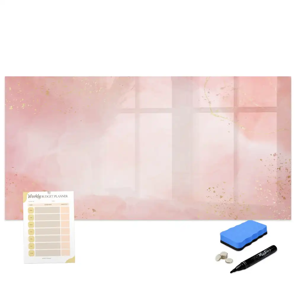 Tableau blanc magnétique effaçable à sec motif pierre de granit rose