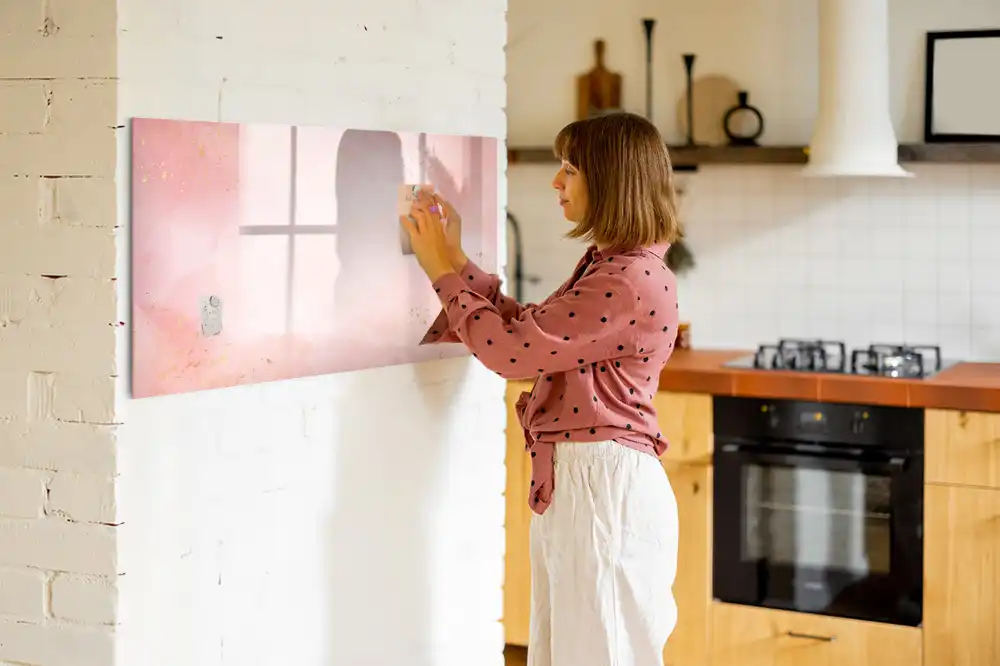 Tableau blanc magnétique effaçable à sec motif pierre de granit rose