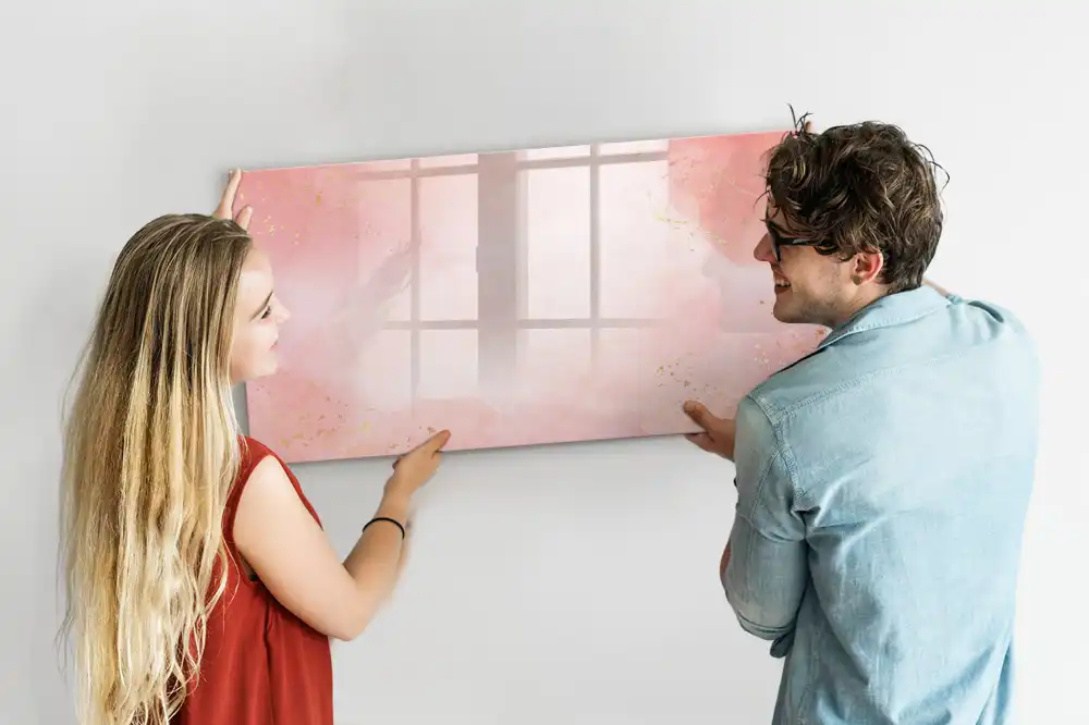 Tableau blanc magnétique effaçable à sec motif pierre de granit rose