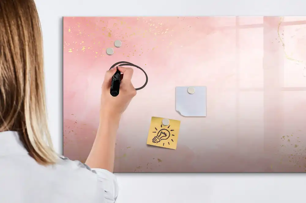 Tableau blanc magnétique effaçable à sec motif pierre de granit rose
