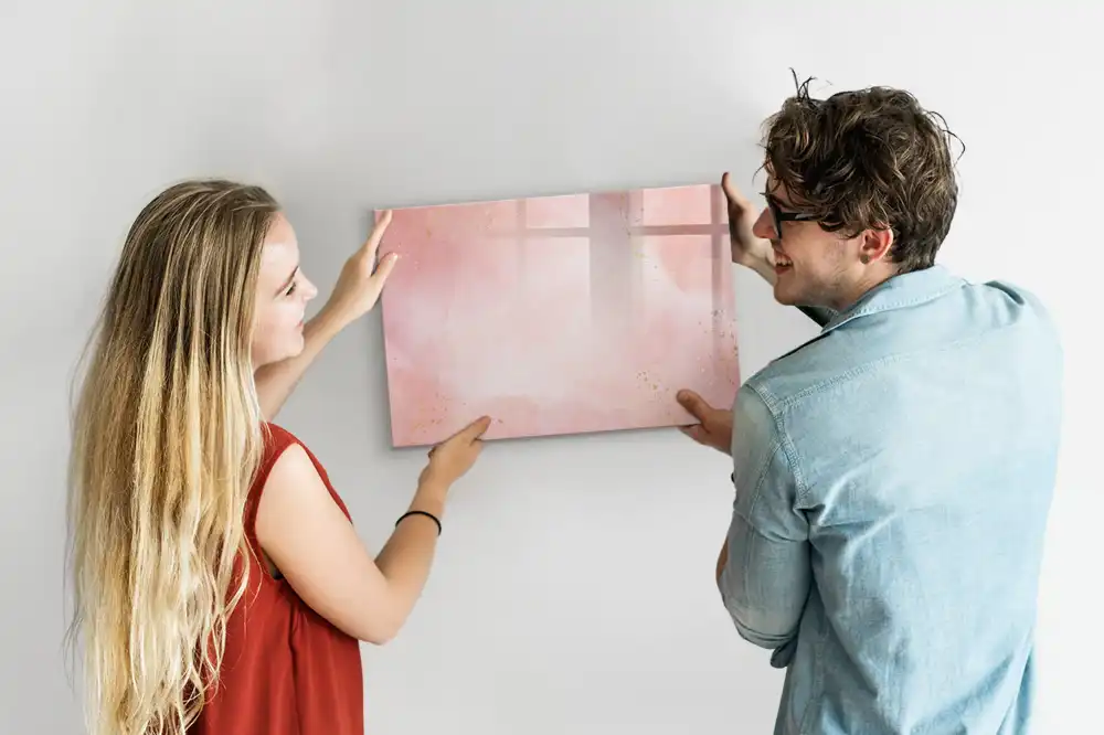 Tableau blanc magnétique effaçable à sec motif pierre de granit rose