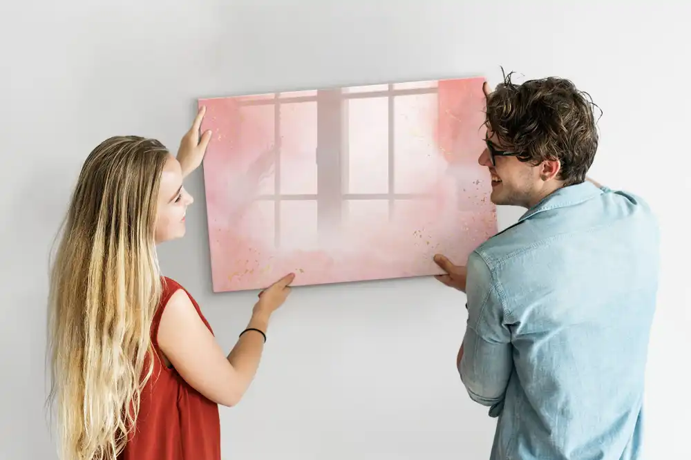 Tableau blanc magnétique effaçable à sec motif pierre de granit rose