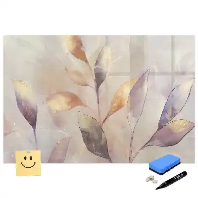 Tableau blanc magnétique effaçable à sec motif plantes aquarelle