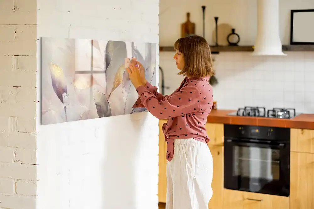 Tableau blanc magnétique effaçable à sec motif plantes aquarelle