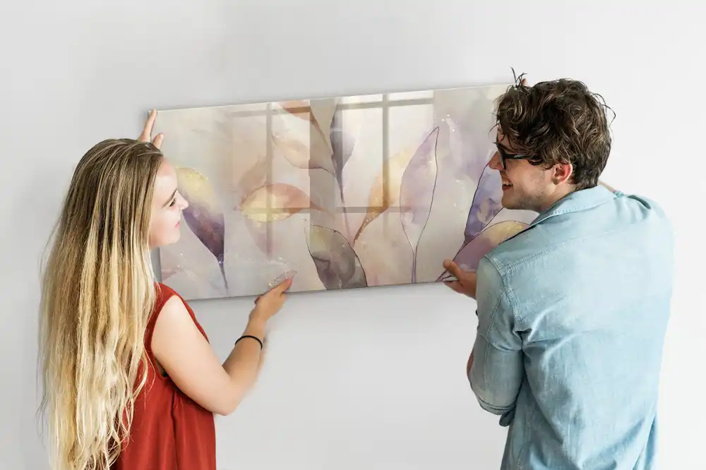 Tableau blanc magnétique effaçable à sec motif plantes aquarelle