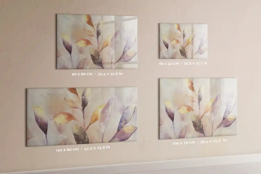 Tableau blanc magnétique effaçable à sec motif plantes aquarelle