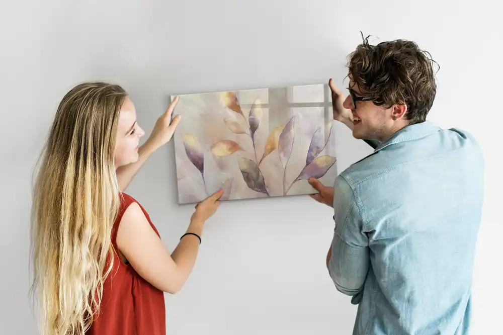 Tableau blanc magnétique effaçable à sec motif plantes aquarelle