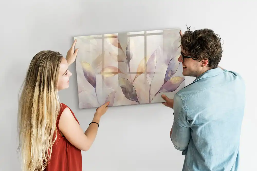 Tableau blanc magnétique effaçable à sec motif plantes aquarelle