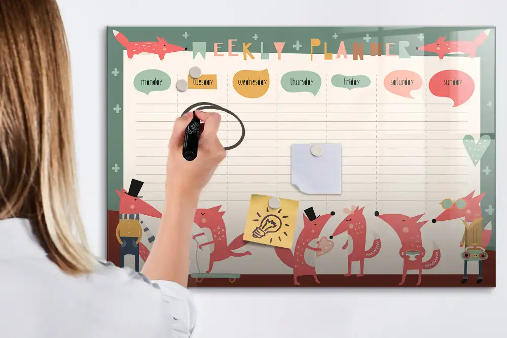 Tableau magnétique hebdomadaire pour l'organisation du temps des enfants