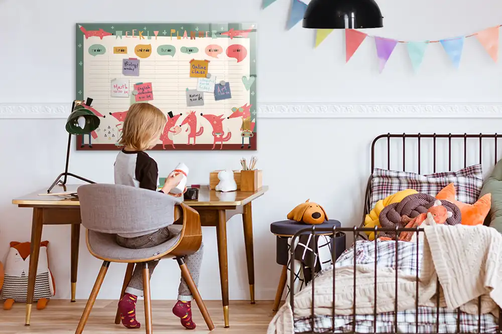 Tableau magnétique hebdomadaire pour l'organisation du temps des enfants