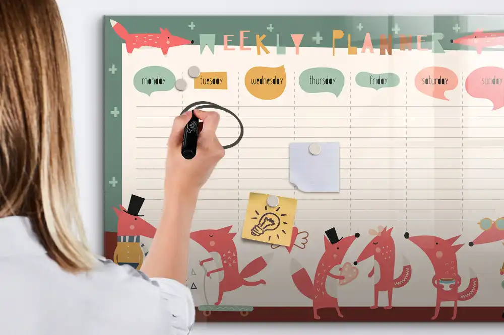 Tableau magnétique hebdomadaire pour l'organisation du temps des enfants