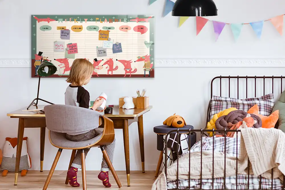 Tableau magnétique hebdomadaire pour l'organisation du temps des enfants