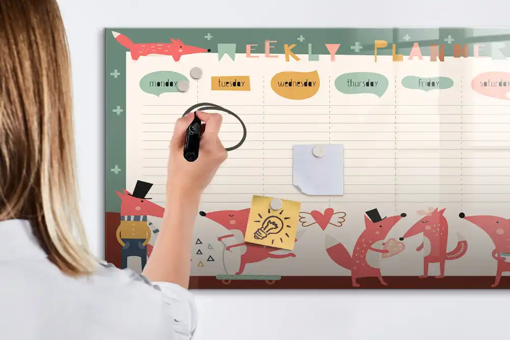 Tableau magnétique hebdomadaire pour l'organisation du temps des enfants