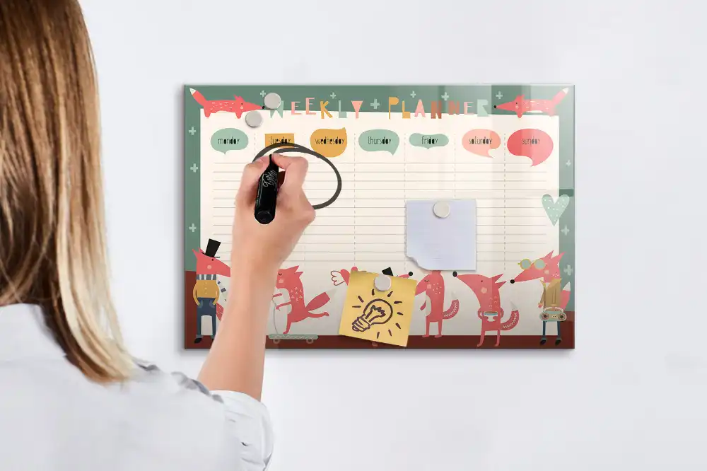 Tableau magnétique hebdomadaire pour l'organisation du temps des enfants