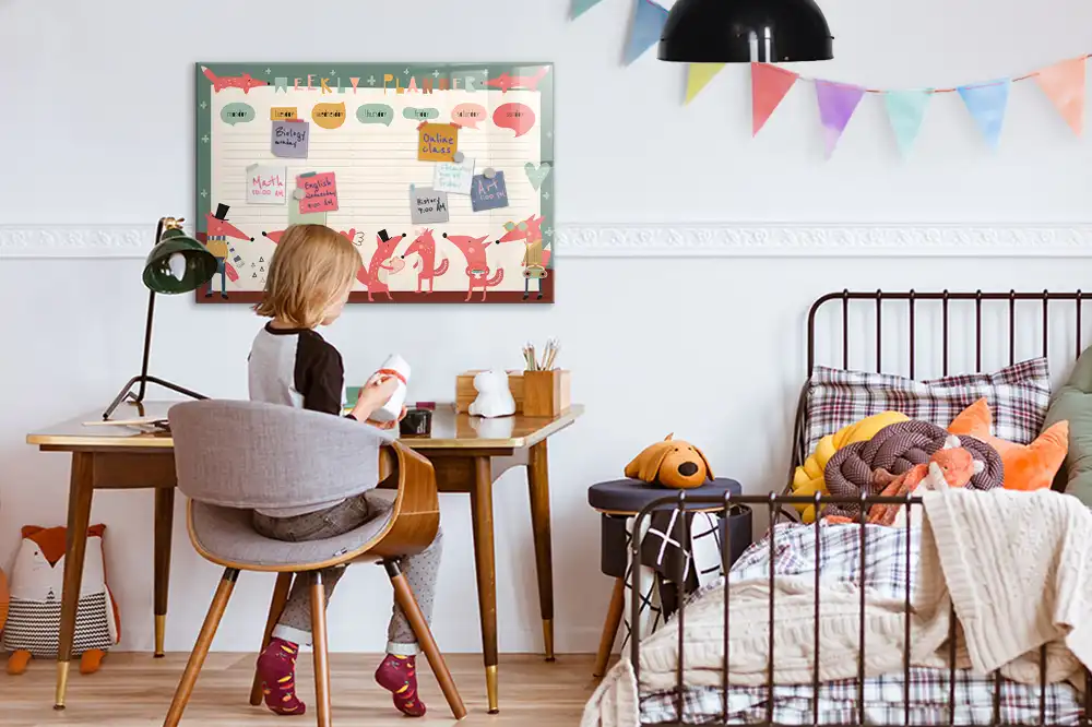 Tableau magnétique hebdomadaire pour l'organisation du temps des enfants