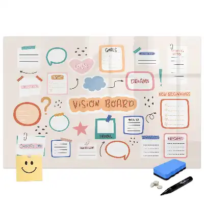 Tableau blanc magnétique effaçable à sec coloré
