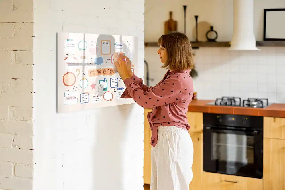 Tableau blanc magnétique effaçable à sec coloré