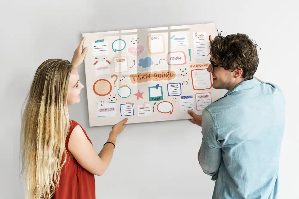 Tableau blanc magnétique effaçable à sec coloré