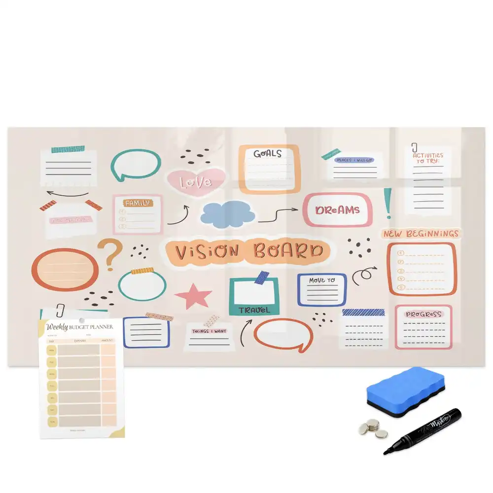 Tableau blanc magnétique effaçable à sec coloré