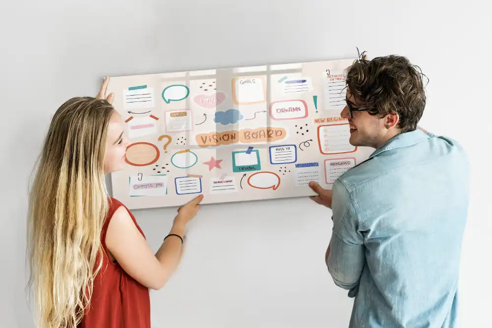 Tableau blanc magnétique effaçable à sec coloré