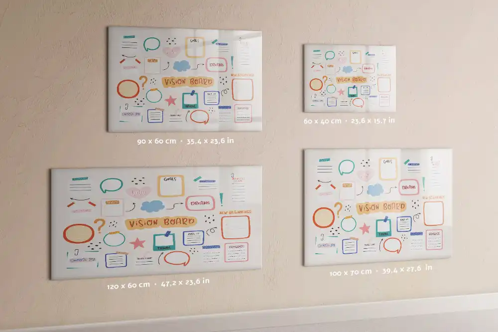 Tableau blanc magnétique effaçable à sec coloré