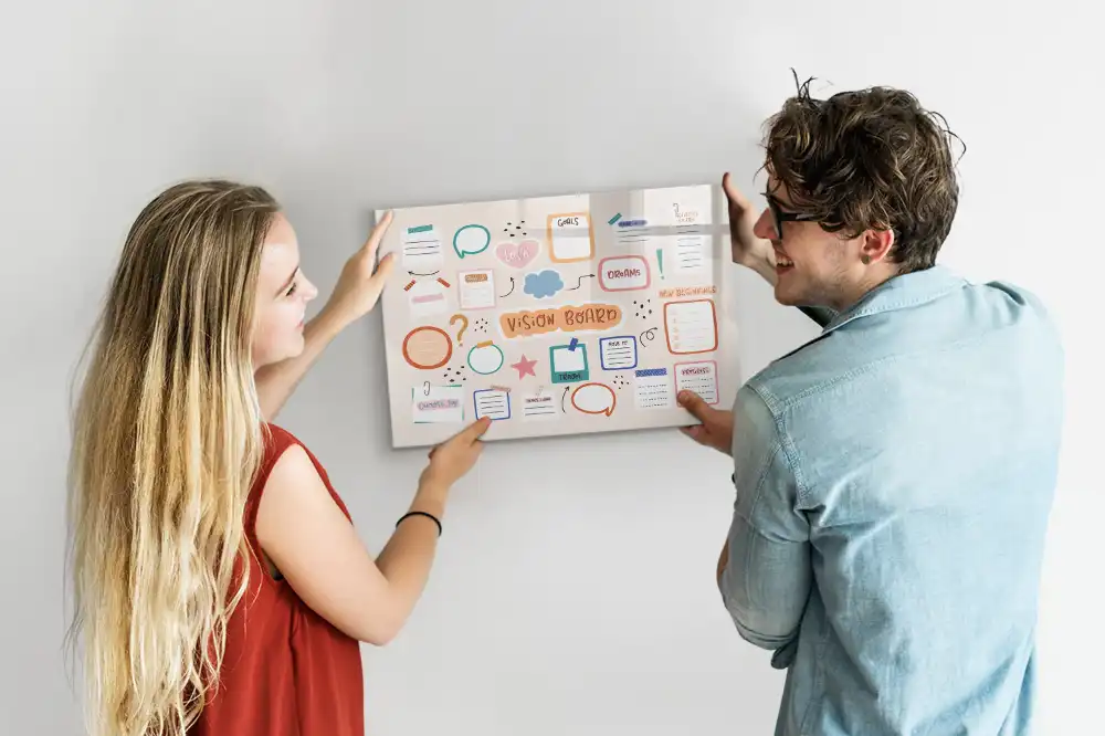 Tableau blanc magnétique effaçable à sec coloré