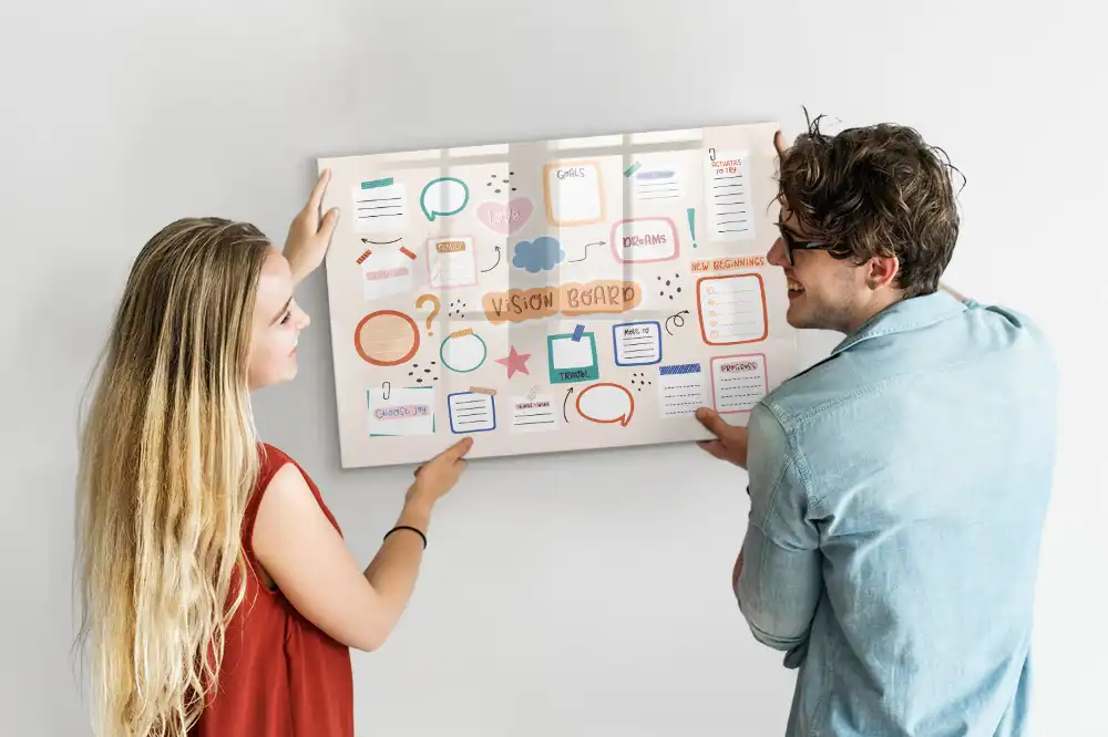 Tableau blanc magnétique effaçable à sec coloré
