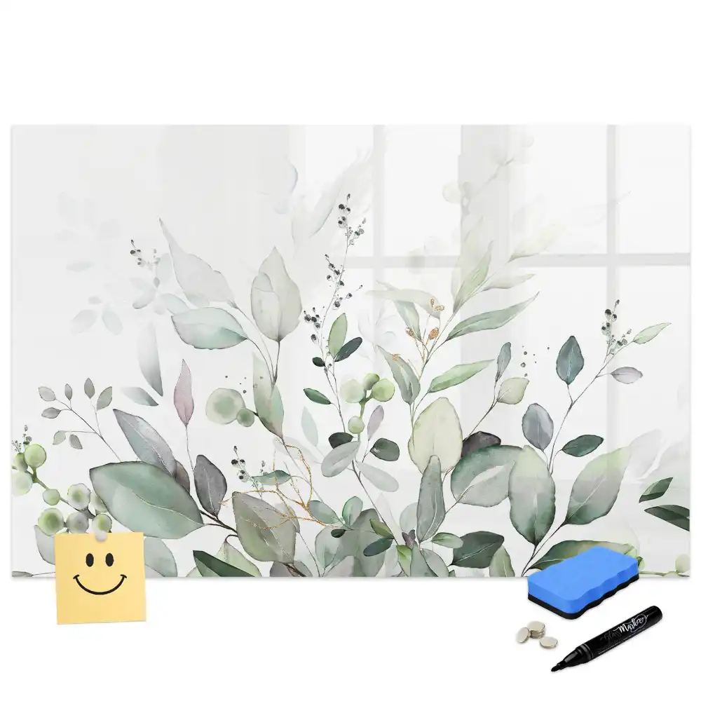 Tableau magnétique à dessiner motif feuilles vertes