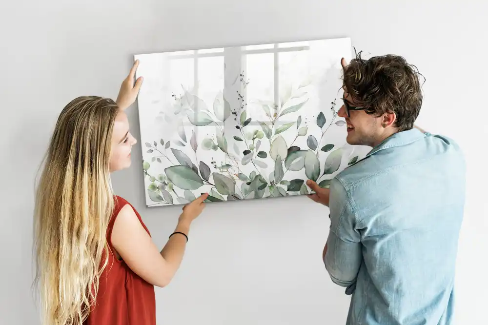 Tableau magnétique à dessiner motif feuilles vertes