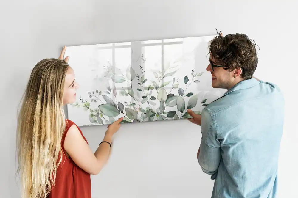 Tableau magnétique à dessiner motif feuilles vertes