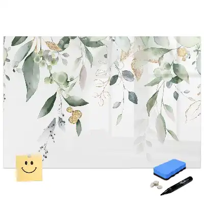 Tableau magnétique pour écriture motif feuilles et végétation naturelle
