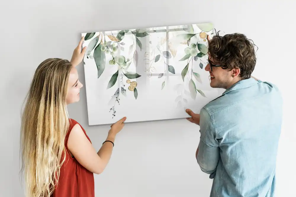 Tableau magnétique pour écriture motif feuilles et végétation naturelle