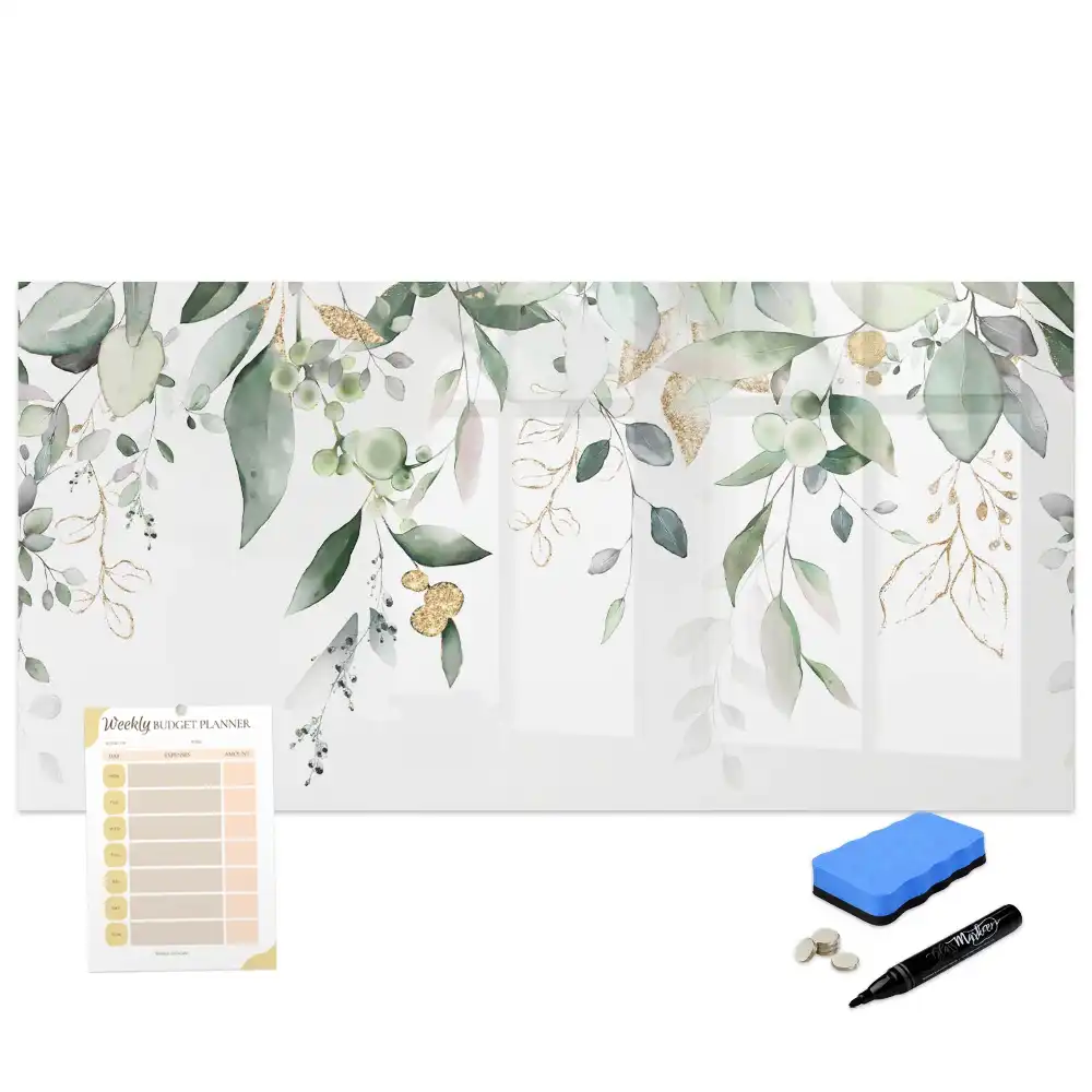 Tableau magnétique pour écriture motif feuilles et végétation naturelle