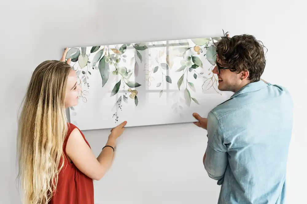 Tableau magnétique pour écriture motif feuilles et végétation naturelle
