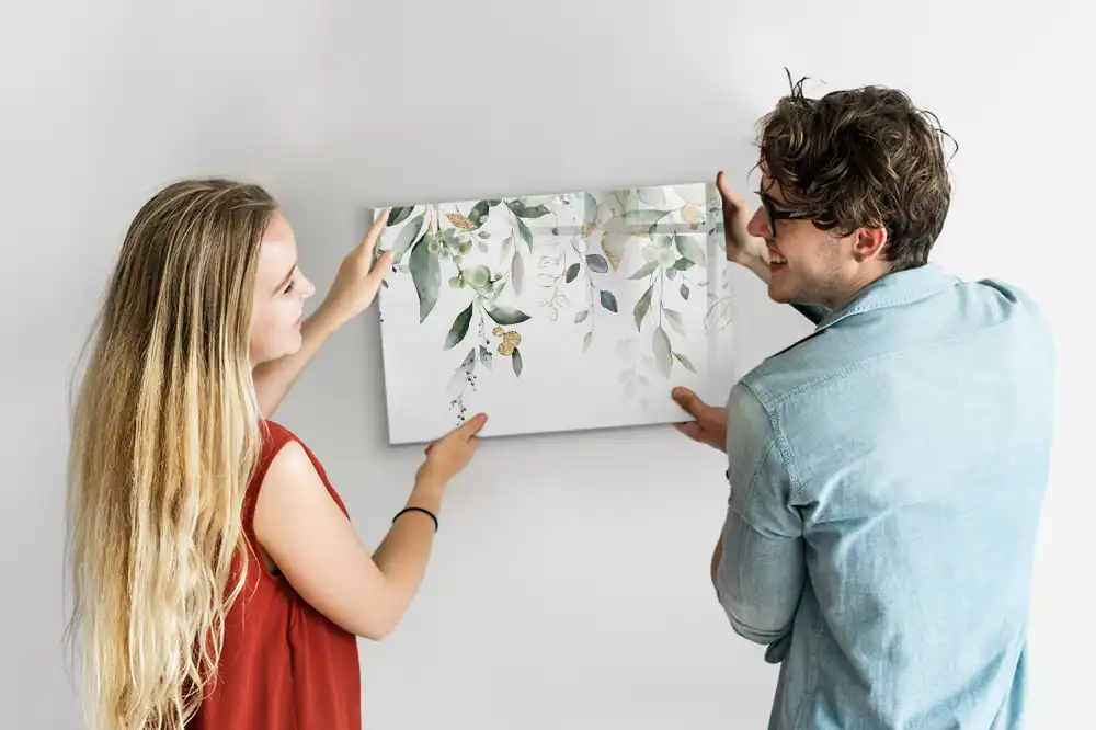 Tableau magnétique pour écriture motif feuilles et végétation naturelle