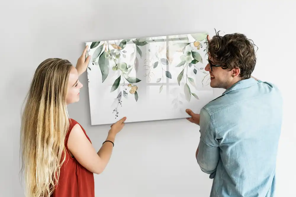 Tableau magnétique pour écriture motif feuilles et végétation naturelle