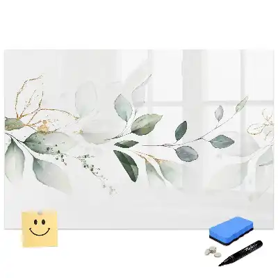 Tableau blanc magnétique effaçable à sec motif abstraction de feuilles de plantes