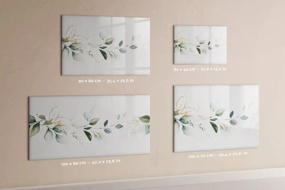 Tableau blanc magnétique effaçable à sec motif abstraction de feuilles de plantes