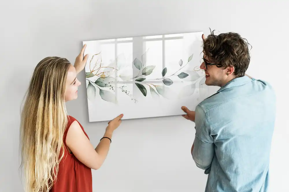 Tableau blanc magnétique effaçable à sec motif abstraction de feuilles de plantes