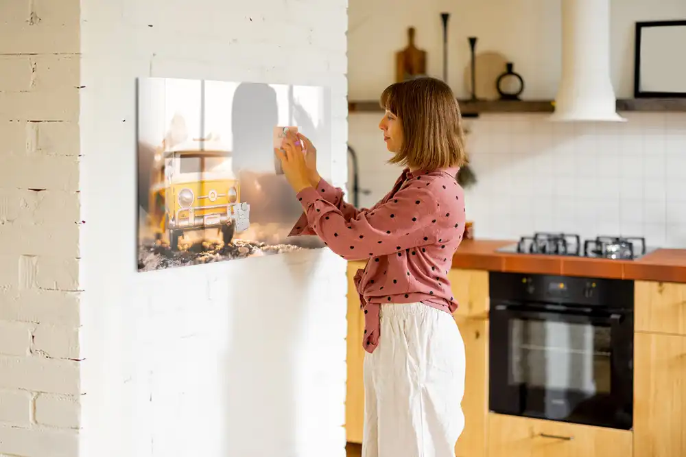Tableau blanc magnétique effaçable à sec motif voiture en vacances