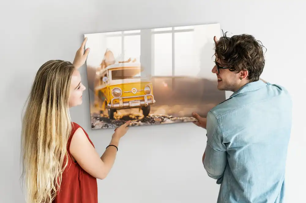 Tableau blanc magnétique effaçable à sec motif voiture en vacances