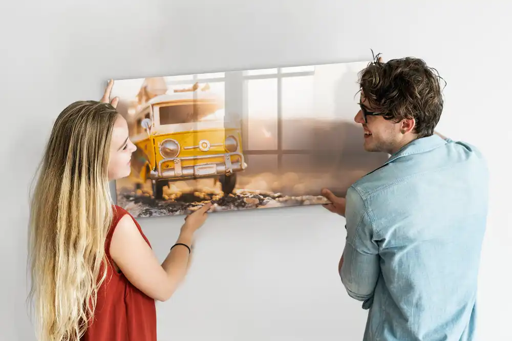 Tableau blanc magnétique effaçable à sec motif voiture en vacances