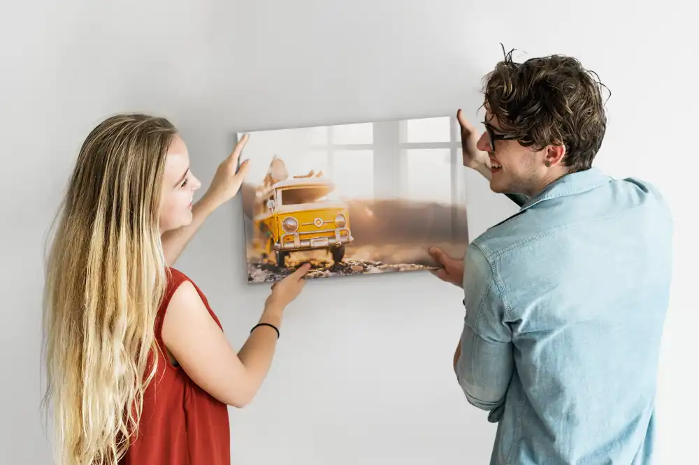 Tableau blanc magnétique effaçable à sec motif voiture en vacances