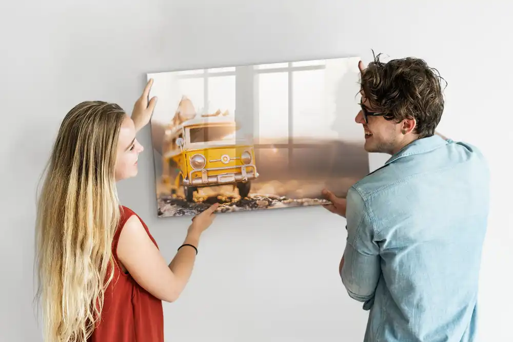 Tableau blanc magnétique effaçable à sec motif voiture en vacances